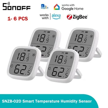 1-6PCS SONOFF SNZB-02D Zigbee Smart Teploty Vlhkosti Snímač, Diaľkové Monitorovanie v Reálnom čase Teplomer Cez Alexa Google HomeAPP