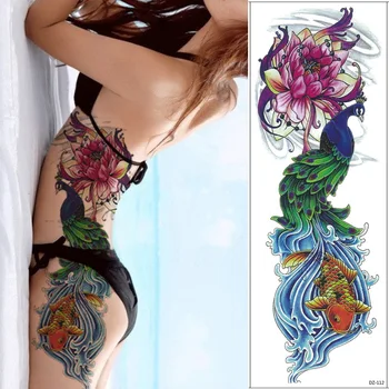1 Kus 48 cm Plný Kvet Arm Tattoo Nálepky 69models Ryby Lotus-Páv Vzor Dočasné Body Art Vody Prenos Tetovanie Nálepky