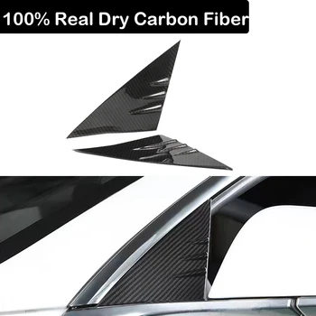 100% Reálne Suché Uhlíkových Vlákien Pilier Okno Trojuholník Dekoratívne Patch Pre Tesla Model 3 Auto, Vonkajšie Príslušenstvo Model3 2017-2023