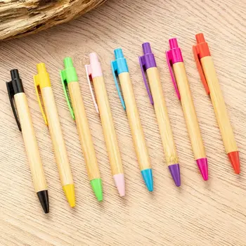 10PCS Bambusu, Bambus Pero, Kreatívne Stlačte Typ Farebného Atramentu Písacie Pero na Písanie Gélové Pero Školského Úradu,