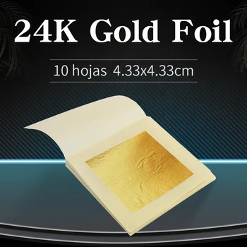 10pcs Reálne Gold Leaf Listy 24K Jedlé Zlato Fólie v Cake Decoration Starostlivosti o Pleť Gilding Art Craft Papier 4.33x4.33 Pure Gold List