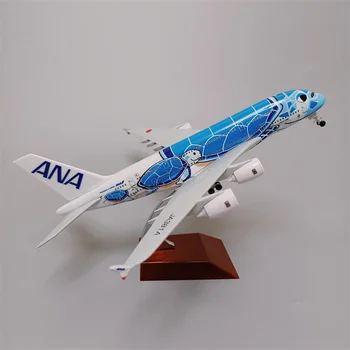 18*20 cm Zliatiny Kovov Japan Air ANA Airbus A380 Cartoon Morská Korytnačka Airlines Modrá Diecast Modelové lietadlo Lietadlo Lietadlo s Kolesami