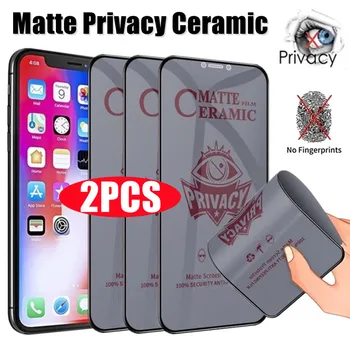 2 KS Matný Keramický Privacy Screen Protector pre IPhone 14 13 12 11 Pro Max Mini 7 8 Plus Anti-spy Film pre IPhone X XR XS MAX SE