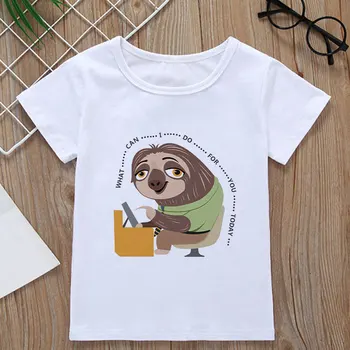 2020 Nové Letné Oblečenie Cartoon Chlapec Tričká Pre Deti Lenivosť Roztomilé Dievčatá Tshirt Dizajn Maľované Tlač Kolo Krku Deti T Tričko