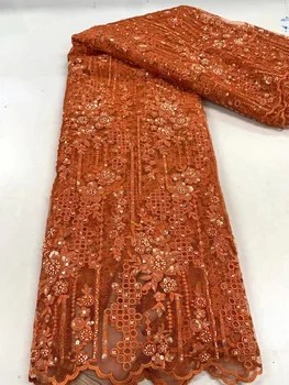 2023 Najnovšie Nigérijský Sequin Čipky Textílie Strane Korálkové Čipky Textílie Luxusné francúzske 3D Kvetinové Výšivky, Čipky Textílie Svadbu