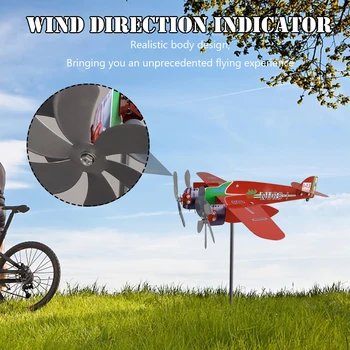 3D Rovine Plug-in veterný Mlyn Tvorivé Elegantné Kovové Lietadlo Vietor Rotátor Proti korózii odolný proti Poveternostným vplyvom Ozdoby pre Rodiny Dvoroch