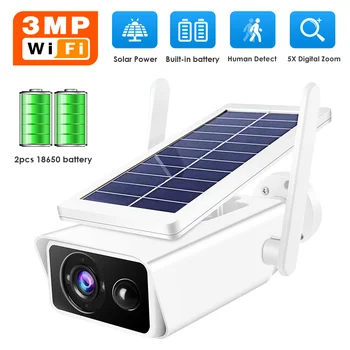 3MP HD, WiFi, Kamera, Vonkajšie Solárny Panel, Bezdrôtová Bezpečnostná Kamera Batérie Powered PIR IP66 CCTV Kamery iCSee