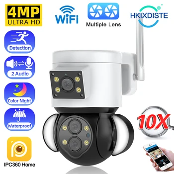 4MP Bezdrôtové Kamery Floodlight Smart Home Auto Tracking Panoramatickej Kamery Vnútorné Wifi 10X Zoom KAMEROVÝ Bezpečnostný Dohľad Cam 2MP