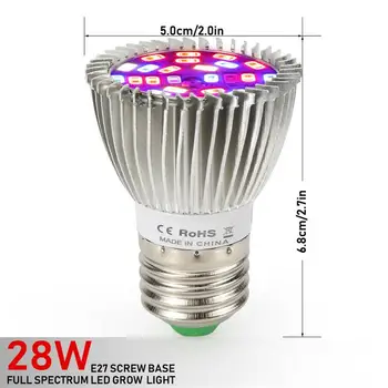 4Pieces x E27 /28W 85v-265v LED Rastlín Rastú Svetlo Hydroponické celé Spektrum Rastie Lampa