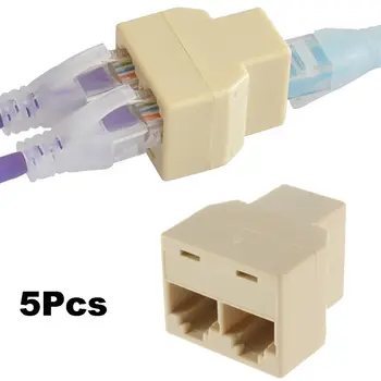 5 ks 1-Až 2-Profesionálny Dual Žena Port LAN Ethernet Univerzálny CAT5/CAT6 Sieťovú Kábel RJ45 Splitter Konektor pre Adaptér