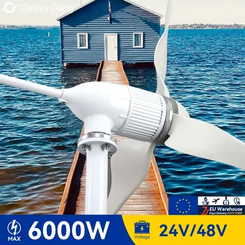 5Days EÚ Dodanie Galaxy Gang 6000w veterný Mlyn Turbíny GeneratorKit Výkon 6kw 3 Čepeľ 24V 48V S MPPT Nabíjačku Hybridný Systém
