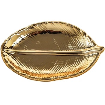 6X Dekoratívne Gold Leaf Keramické Dosky Jedlo Porcelánu Candy Trinket Misky, Šperky Ovocie Slúžiace Zásobník Skladovanie Dosky