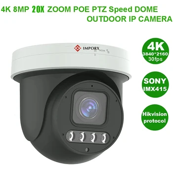 8MP 4K 20X ZOOM POE Plné Farby Nočné Videnie Auto Tracking PTZ IP Kamera na Podporu 256 SD TF Karta 30 M IR
