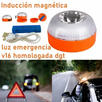 Auto Núdzové Svetlo Španielsko V16 Homologované dgt Schválené USB Nabíjateľné Magnetické Indukčné Strobe Svetlo Blikajúce Výstražné Svetlo