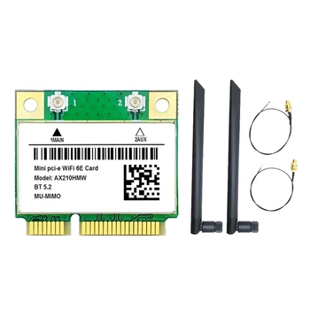AX210HMW Karty Wifi+2Xantenna Wifi 6E Mini PCI-E AX210 802.11 Ax/Ac 2.4 G/5G/6Ghz BT5.2 Bezdrôtový Adaptér Pre Notebook