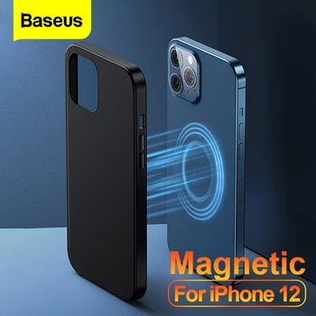 Baseus Magnetické Telefón puzdro Pre iPhone 12 Pro Max Mini Shockproof Kožené puzdro Zadný Kryt Pre iPhone 12Pro Max 12Mini Coque Shell