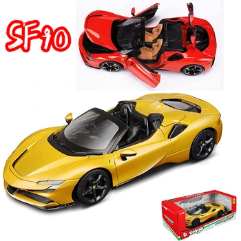 Bburago 1:18 Ferrari SF90 Spider Bule Modelu Auta pevná Väzba VersionDie-odlievanie Simulácia Zliatiny Auto Zliatiny Luxusný Model Hračka Darček