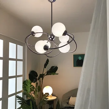 Biela Guľa Skleného Stropu, Lustre Chrome Moderné LED Svetlo Bauhaus Minimalistický Listry Závesné Lampy Domova pre Obývacia Izba