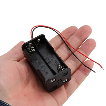 Black Ťažné Vrstvy 4 x 1,5 V AA Batérie Batérie Držiak Prípade Box w Vodič Vedie