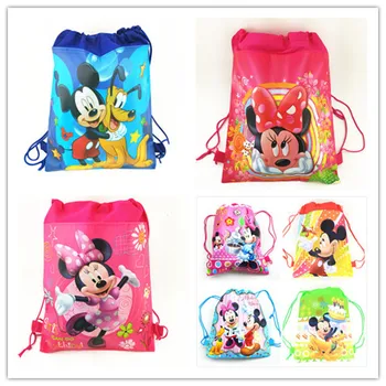 Disney Mickey Mouse, Minnie Tému Happy Birthday Deti Dievča Šnúrkou Darčeky Taška Non Tkané Textílie Party Dekorácie Batoh Tašky