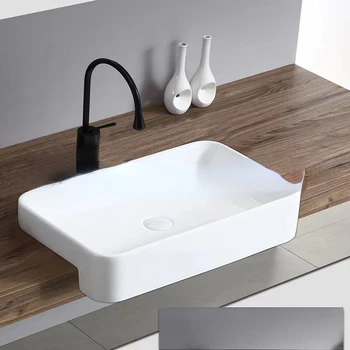 Domácnosti semi-vstavané umývadlo keramické umývadlo semi-závesné kúpeľňa pravouhlé umývadlo umenie povodí