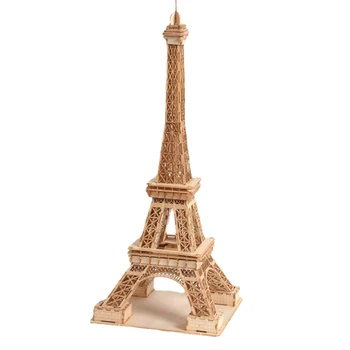 Eiffelova Veža Drevené Remeselné Puzzle, Stavebnice Hračky Dieťa Stavebné Bloky Constructor Zostaviť Modely Paintable 3D Eiffelova Veža Jiagsaw