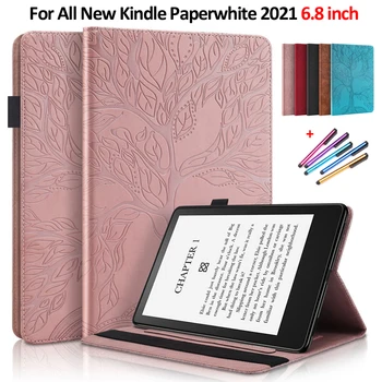 Etui pre Kindle Paperwhite 5 Prípade Emboss Strom PU Kože Flip Cover pre Funda Kindle Paperwhite 2021 11. Generácie Prípade Coque
