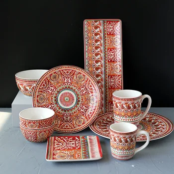 Exotické Strednej Ázie stolový a kuchynský riad nádherné dekoračné jedlo jedlo underglaze farba západné jedlo jedlo Dim sum jedlo
