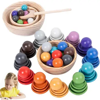 Farebné Triedenie Gule Hra Gule Montessori Hračky Drevené Zhodou Hračky Pre Skoré Vzdelávanie Vzdelávacie Zábavné Farebné Triedenie Montessori