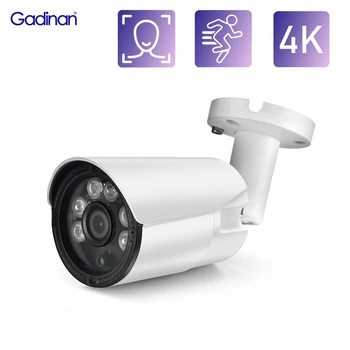 Gadinan H. 265 CCTV Kamery 8MP Ultra HD 4K POE IP Kamera, Detekcia Tváre Audio Bezpečnostný Dohľad Kovové Vonkajšie INFRAČERVENÉ Nočné Videnie