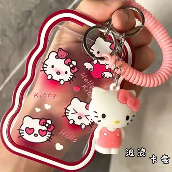 Kawaii Sanrio Hello Kitty Photocard Držiteľ Pachacco Roztomilý Kreslený Karty Skladovanie Shell Prívesok Keychain Banková Karta Kryt Kancelárske Potreby
