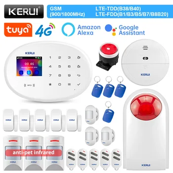 KERUI W204 WIFI, GSM Alarm 4G Home Security Alarmy Snímač Pohybu Tuya Smart Home s RFID Tag Senzor Dverí IP Kamera Siréna