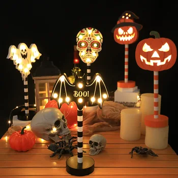 LED Tekvica Ghost Lebky Svetlo Halloween Drevené Svetlo Ornament Ghost Festival Dekoratívne Svietidlo pre Strašidelný Halloween Party Decor