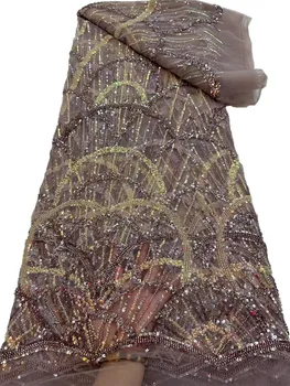 Luxusné Korálkové Čipky Tkaniny, Výšivky Afriky Čipky Textílie 2023 Vysokej Kvality Flitrami Čipky Tkaniny Nigérijský francúzsky sieť pre Strán