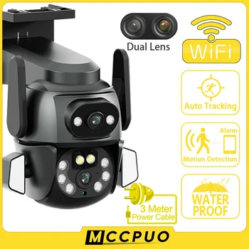 Mccpuo 4K 8MP Duálny Objektív WIFI PTZ Kamera 360° Rotácia Dvojitá Obrazovka AI Ľudských Auto Tracking Bezpečnostné CCTV IP Kamery