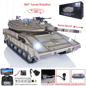 Merkava Heng Dlho RC Tank TK7.1 1/16 Vojenské Model IDF MK IV FPV Plné Kovové Šasi Telo Svetlo Fajčenie Hračka 3958 TH22679