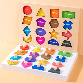 Montessori Drevené Predškolského Učebných Pomôcok Magnetické Puzzle Geometrický Tvar, Panel Tvar Dosky Raného Vzdelávania Hračka Dary