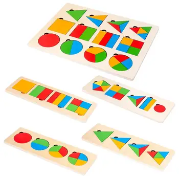 Montessori Drevené Puzzle Farebné Bloky Tvar Vzor Montessori KMEŇOVÝCH Vzdelávacie Hračky Predškolského KMEŇOVÝCH Farebné Tvar Vzor