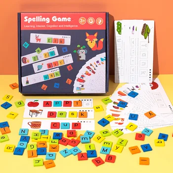 Montessori Drevené Vzdelávacie Slovo Pravopis Puzzle Hra 26 Anglické Písmená Mš Predškolského Vzdelávania, Puzzle, Hračky