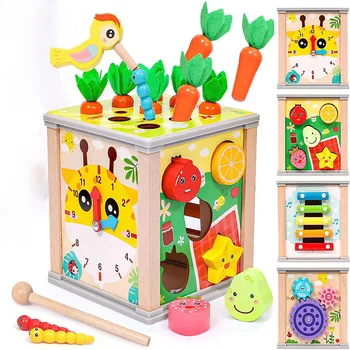 Montessori Hračky pre Deti 1 Rok Baby Vytiahnuť Mrkva Úrody Hry detská Drevená Hračka Tvar a Zoraď Puzzle Zodpovedajúce Vzdelávacie Hračky