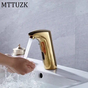 MTTUZK Mosadz Zlatá Integrovaný typ Automatický Senzor Batérie, Kúpeľňa Umývadlo Palube Namontované Touchless infračervené Batérie