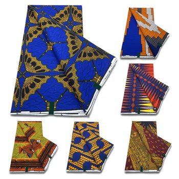 Najnovšie Skutočný Reálny Vosk Africkej Tlače Textílie Nigérijský Ankara Blok Vytlačí Batik Tkanina 100% Bavlna Mäkké Pagne pre Ženy Šitie