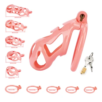 Nové Ružové 3D Tlač Muž Mravnosť Klietky Proti Vypnúť Zámok Penis Krúžok Cobra Kohút Klietky Tréner Sexuálne Hračky, Obchod Sissy Dospelých Tovaru Pre Mužov