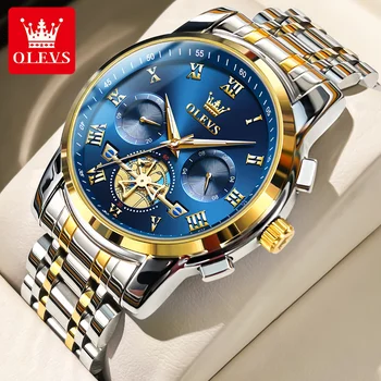OLEVS 2859 Nehrdzavejúcej Ocele Muži Hodinky Top Značky Luxusné Chronograf Nepremokavé Business Šport Muž náramkové hodinky Quartz Hodiny