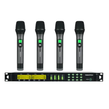 Panvotech profesionálne uhf štyri kanál bezdrôtový mikrofón s 4 ručné mikrofóny