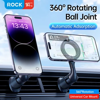 Pre iPhone 15 14 13 Pro Max Držiteľ Rock Magnetický Kruh 360° Otáčanie Air Vent držiak do Auta Automatické Adsorpcie Háčik Klip