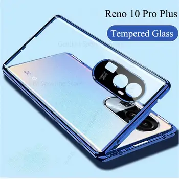 Pre OPPO Reno 10 Pro Plus Tvrdeného Skla Telefón Prípade Reno 9 8 10 Pro Plus Obojstranné Chránič Magnet Adsorpcie Flip Cover