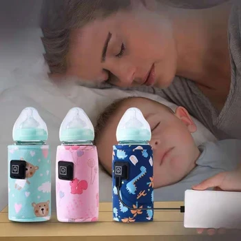 Prenosné USB Baby Bottle Warmer 5V 2A Kúrenie Cestovné Mlieko Teplejšie Nastaviteľné Ovládanie Teploty materského Mlieka Ohrievač Taška A2UB