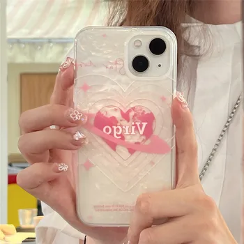 Priesvitné Shell Vzor Ružové Srdce Telefón Kryt puzdro pre iPhone 14 13 12 11 Pro Max 14 13 12