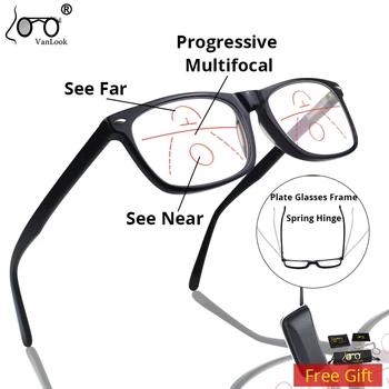 Progresívna Multifokálna Okuliare na Čítanie Anti Blue Ray Presbyopia Divadlo a Muži, Ženy Doska Materiál Štvorcový Rám Okuliare UV400+15